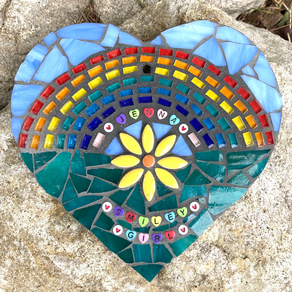 Personalised Rainbow Pet Memorial Mosaic Heart