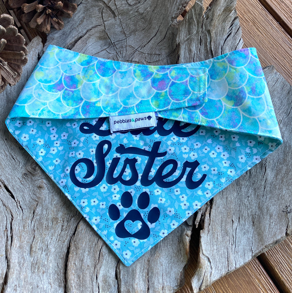 LAND SHARK / LITTLE SISTER - Reversible Printed Puppy Bandana