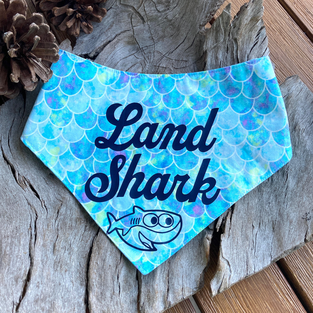 LAND SHARK / LITTLE SISTER - Reversible Printed Puppy Bandana