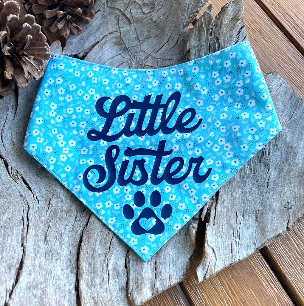 LAND SHARK / LITTLE SISTER - Reversible Printed Puppy Bandana