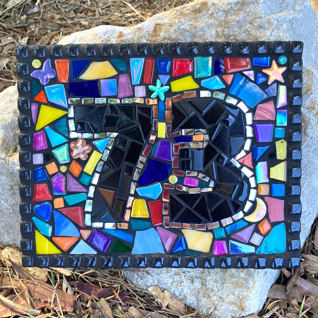 Custom Made Mosaic House Number,  2 Digits - 25 x 20cm RECTANGLE