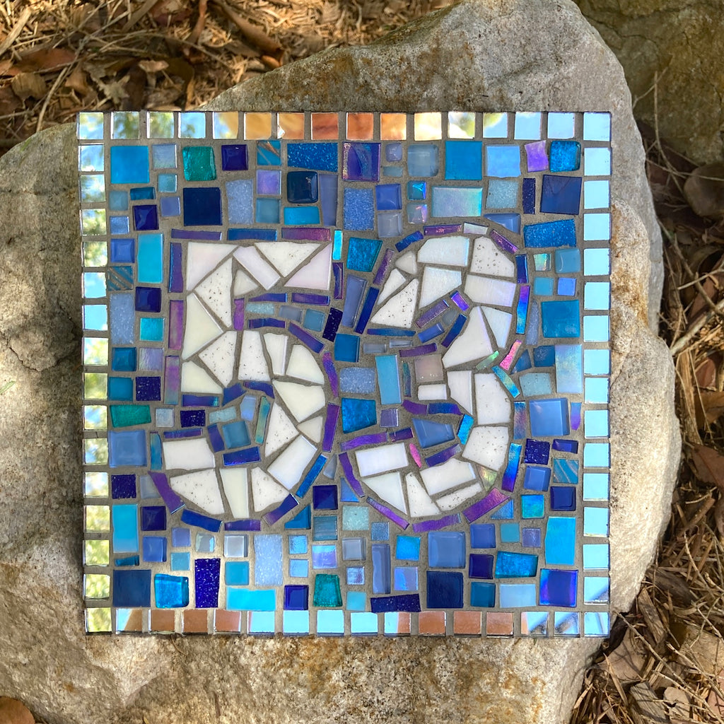 Custom Made Mosaic House Number, 1 or 2 Digits - 20cm SQUARE