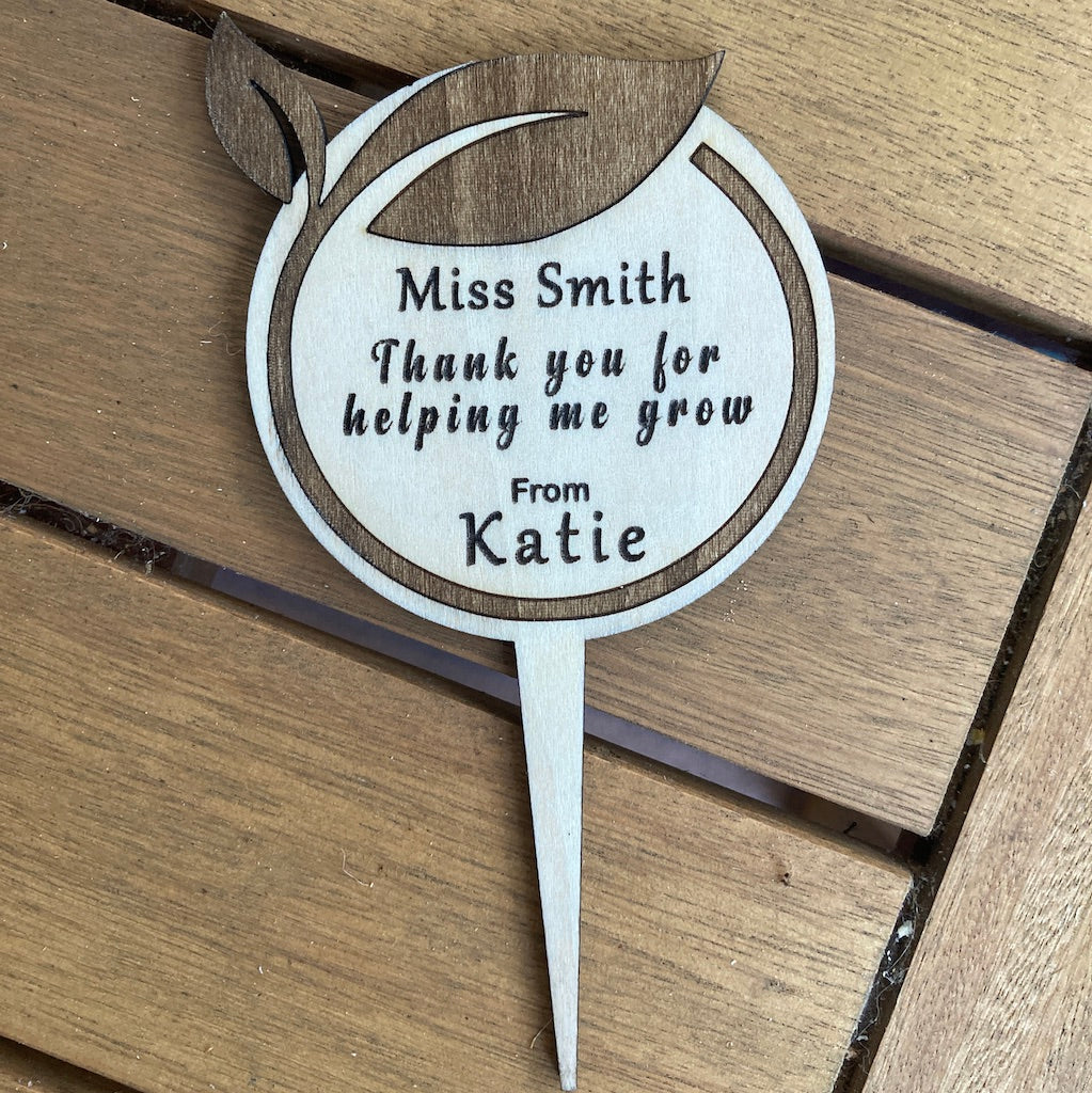 Personalised Teacher Appreciation Gift - Plant Pot Marker, 2 design options